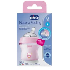 Chicco - Biberón Natural Feeling 150ml 0m+ Rosa