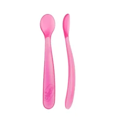Chicco - Cuchara de silicona rosa