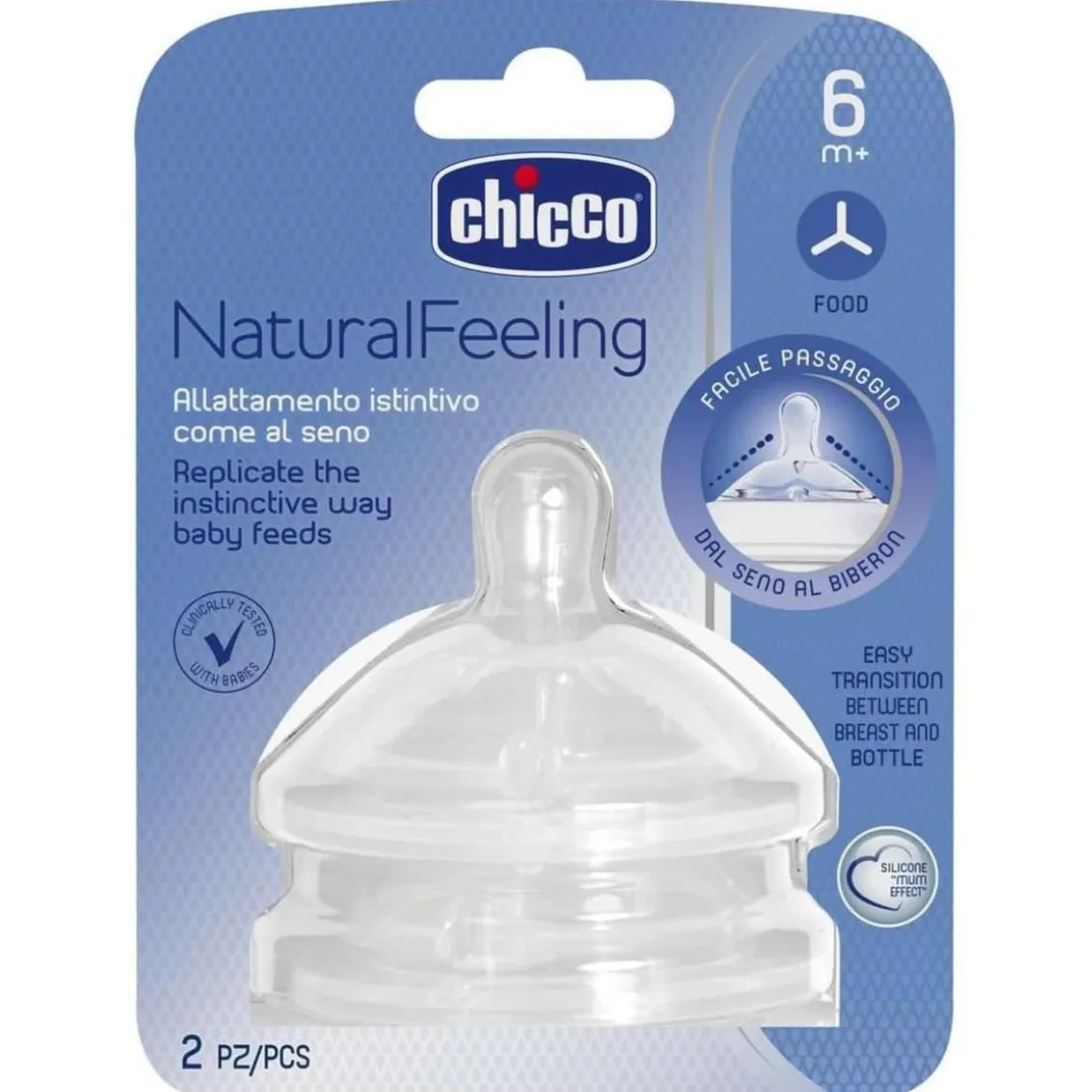 Chicco - Pack 2 tetinas NaturalFeeling - Flujo papilla