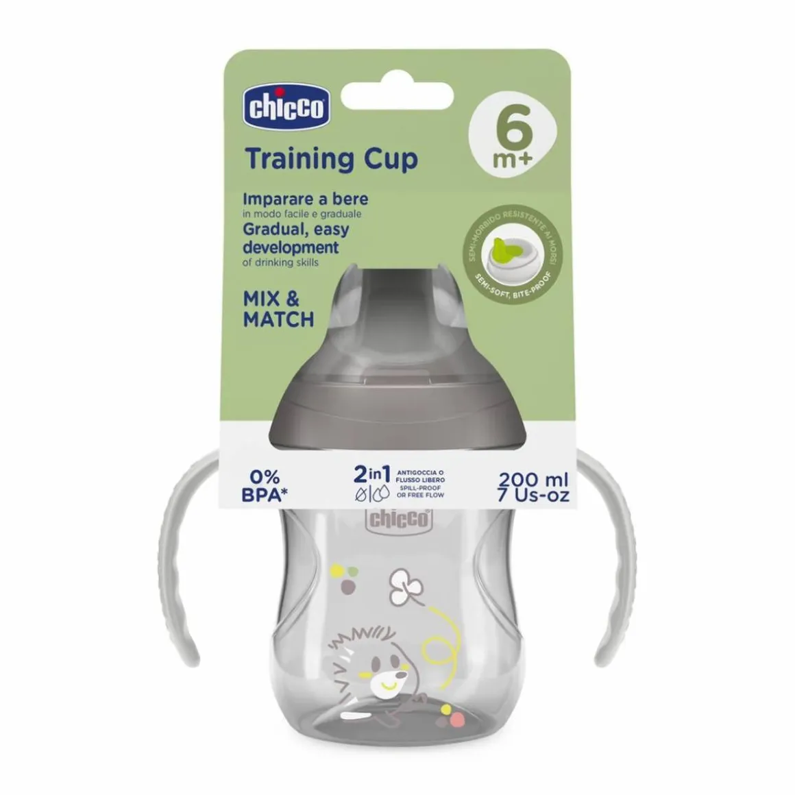 Chicco - Vaso de Aprendizaje 6M+ 200ml - Gris