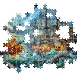 Clementoni - Batalla de Piratas - Puzzle de 1000 Piezas para Adultos, Ilustración Multicolor ㅤ