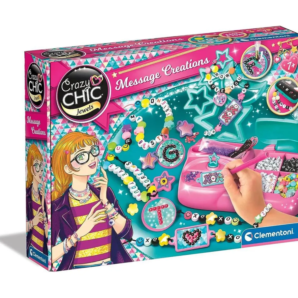 Clementoni - Charms Lab hacer pulseras, collares y encantos multicolor juego creativo ㅤ