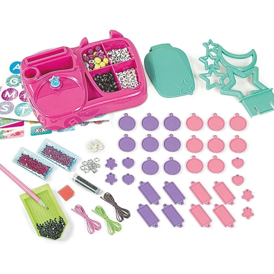 Clementoni - Charms Lab hacer pulseras, collares y encantos multicolor juego creativo ㅤ