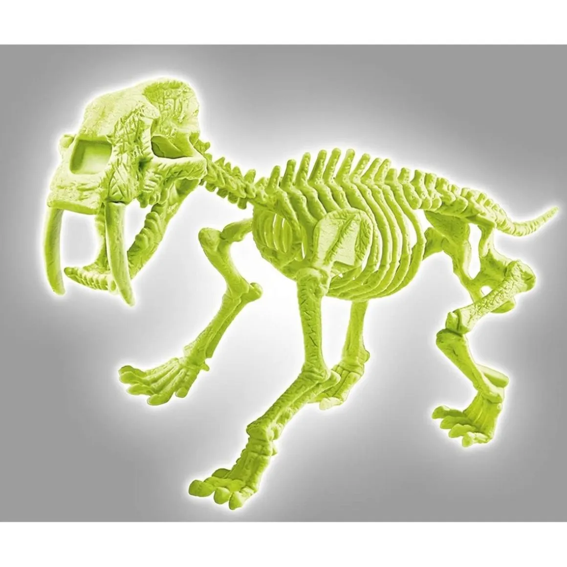 Clementoni - Juego científico de excavación y montaje Smilodon fosforescente ㅤ