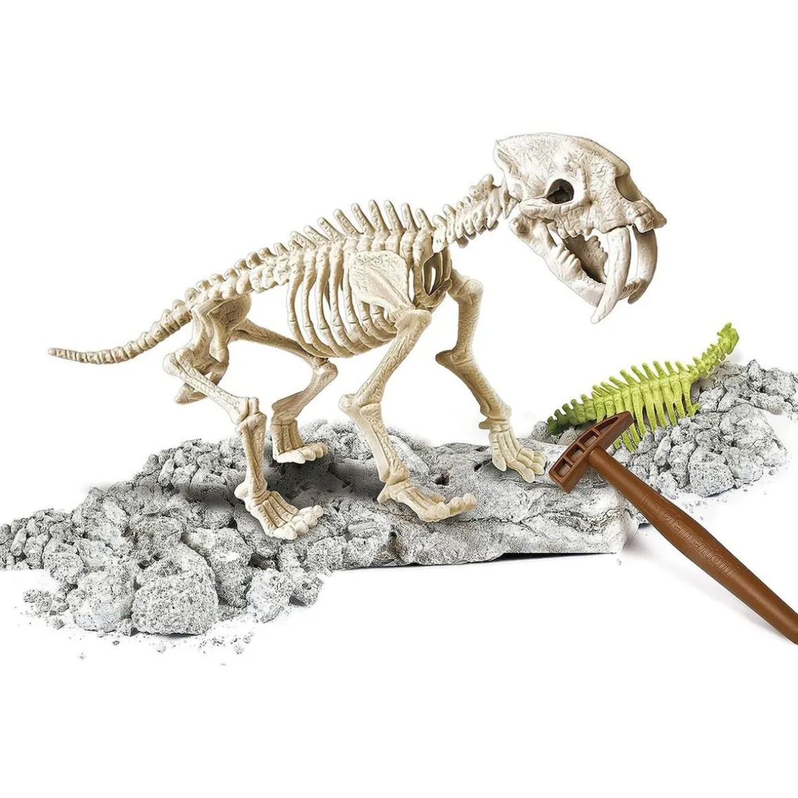 Clementoni - Juego científico de excavación y montaje Smilodon fosforescente ㅤ