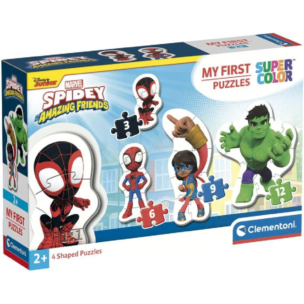 Clementoni - Mis primeros Puzzles Progresivos 3-6-9-12 - Spidey y su Superequipo