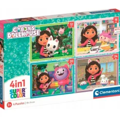 Clementoni - Puzzle infantil 4 en 1: Casa de Muñecas de Gabby, 12-24 piezas, tamaño único ㅤ