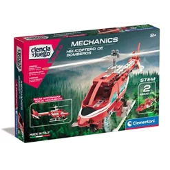 Clementoni - Set de construcción Mechanics Lab Helicóptero de Bomberos ㅤ