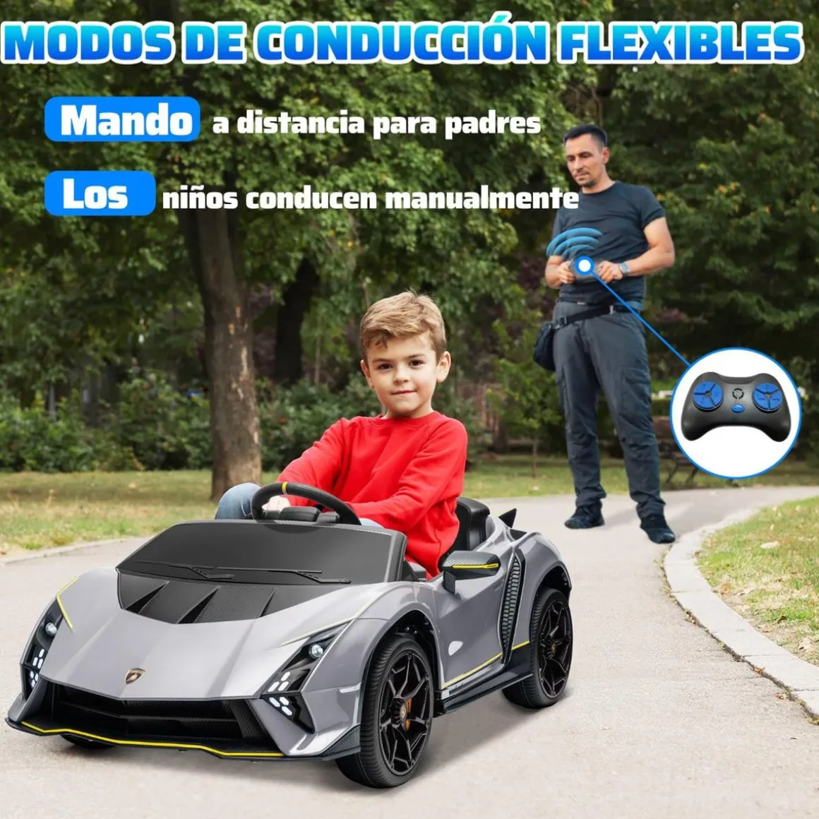 Coche eléctrico Lamborghini Autentica Gris