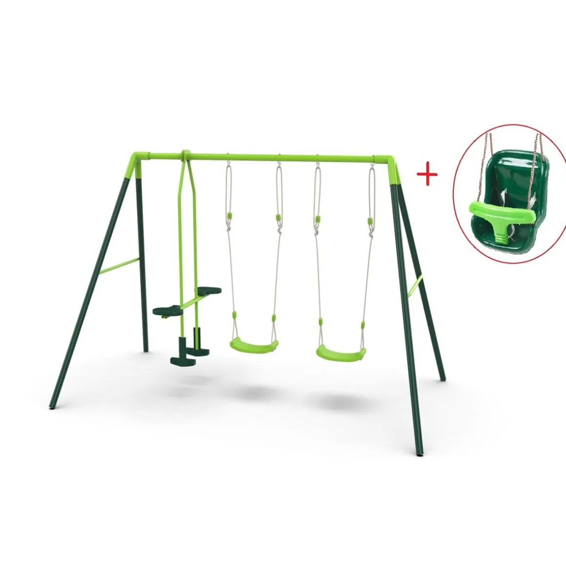 Columpio metálico triple Gingo + asiento bebé
