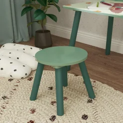 Conjunto de mesa y silla con estante integrado Verde