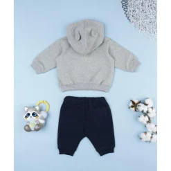 Conjunto felpa niño gris y azul con perrito