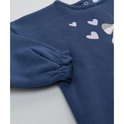 Conjunto jogging azul y beige para niña con perrito