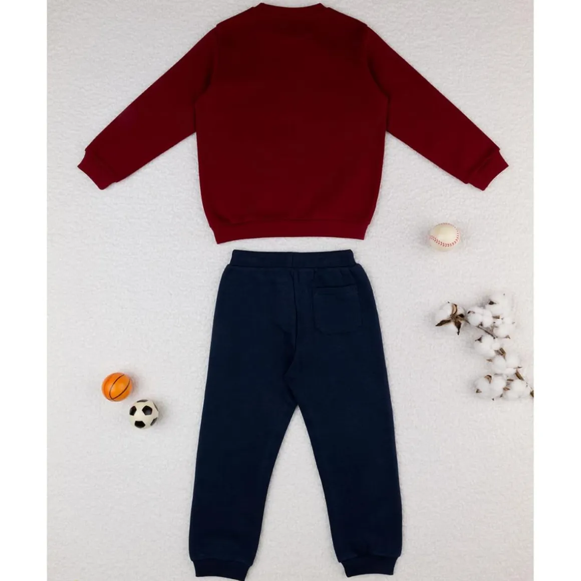 Conjunto jogging burdeos y azul para niño