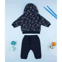 Conjunto jogging de niño azul con estampado de ositos