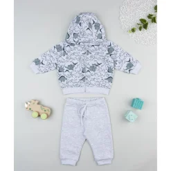 Conjunto jogging de niño gris con estampado Dino
