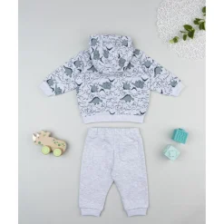 Conjunto jogging de niño gris con estampado Dino