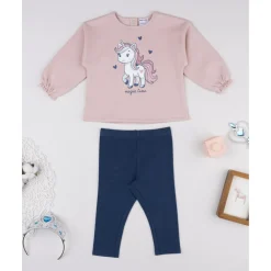 Conjunto jogging niña rosa y azul con unicornios