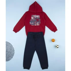 Conjunto jogging niño burdeos/azul capucha