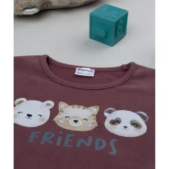 Conjunto niña sudadera burdeos + pantalón azul con volante