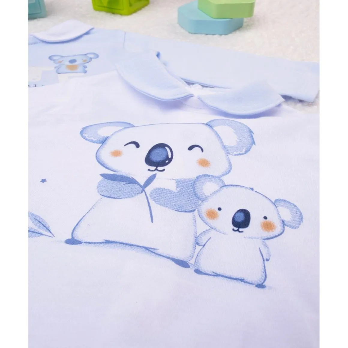 Conjuntos de jersey azul y crema con polainas