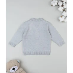 Cárdigan bebé gris con parche