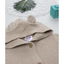 Cárdigan de niño marrón tricot con capucha