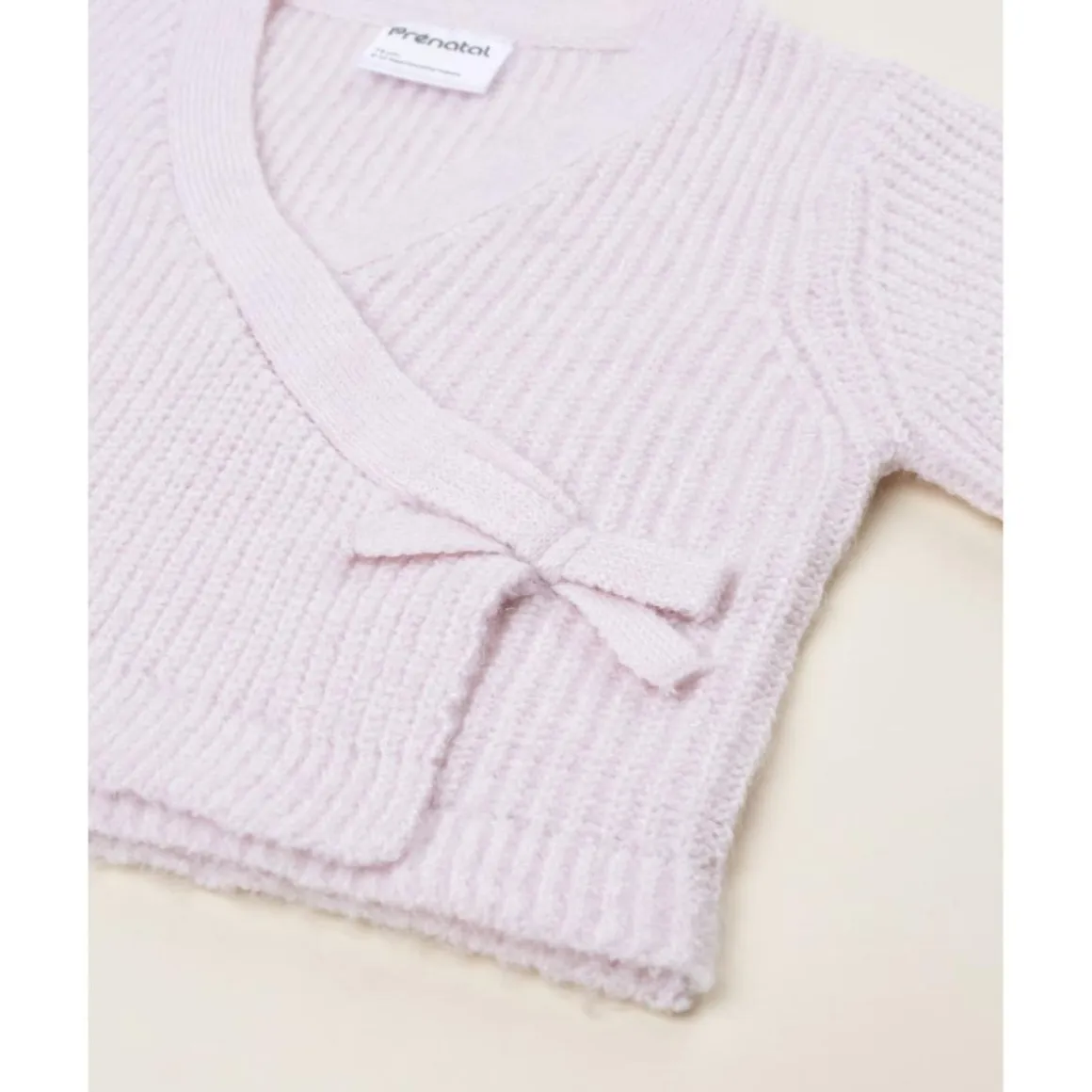 Cárdigan niña rosa con lazo