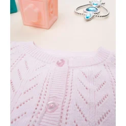 Cárdigan niña rosa con volantes