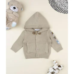 Cárdigan niño beige con capucha