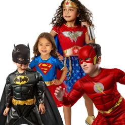 DC Cómics - Disfraz infantil Flash Deluxe, Jumpsuit musculoso y máscara ㅤ