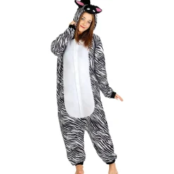 Disfraz de cebra onesie adulto L-XL