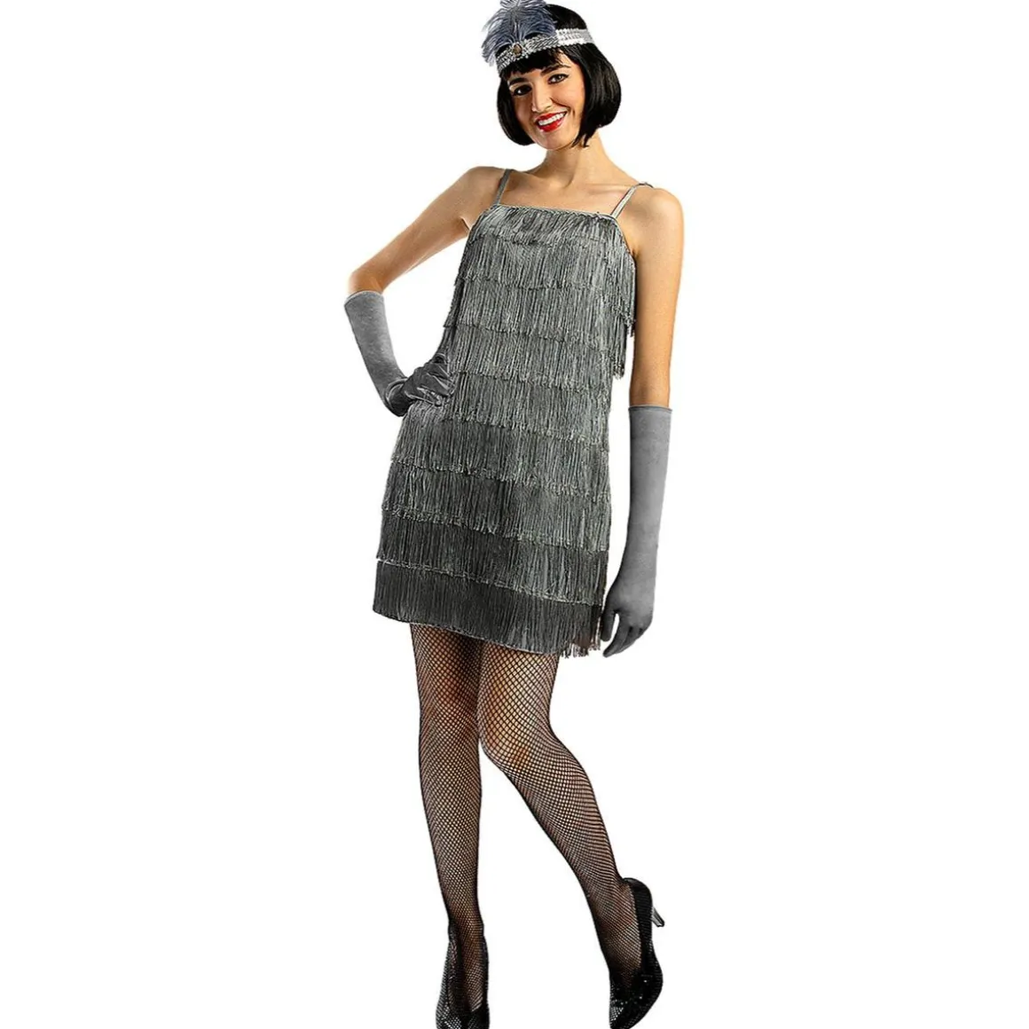 Disfraz de charlestón años 20 plateado XXL