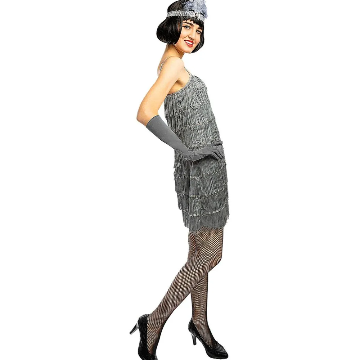 Disfraz de charlestón años 20 plateado XXL