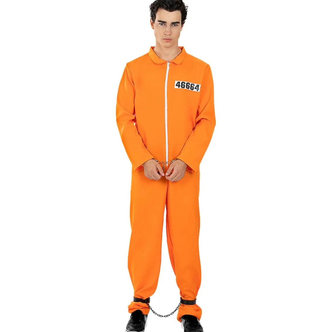 Disfraz de convicto naranja hombre M-L