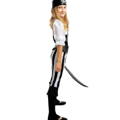 Disfraz de pirata a rayas para niña- Colección blanca y negra 7-9 años