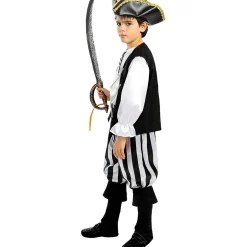 Disfraz de pirata a rayas para niño- Colección blanca y negra 7-9 años