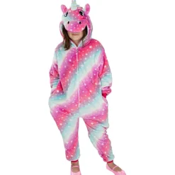 Disfraz de unicornio multicolor onesie para niños 10-12 años