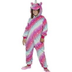 Disfraz de unicornio multicolor onesie para niños 10-12 años