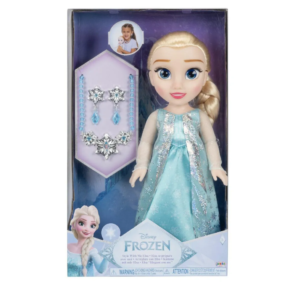 Disney - Muñeca Elsa 38 cm con collar y pendientes