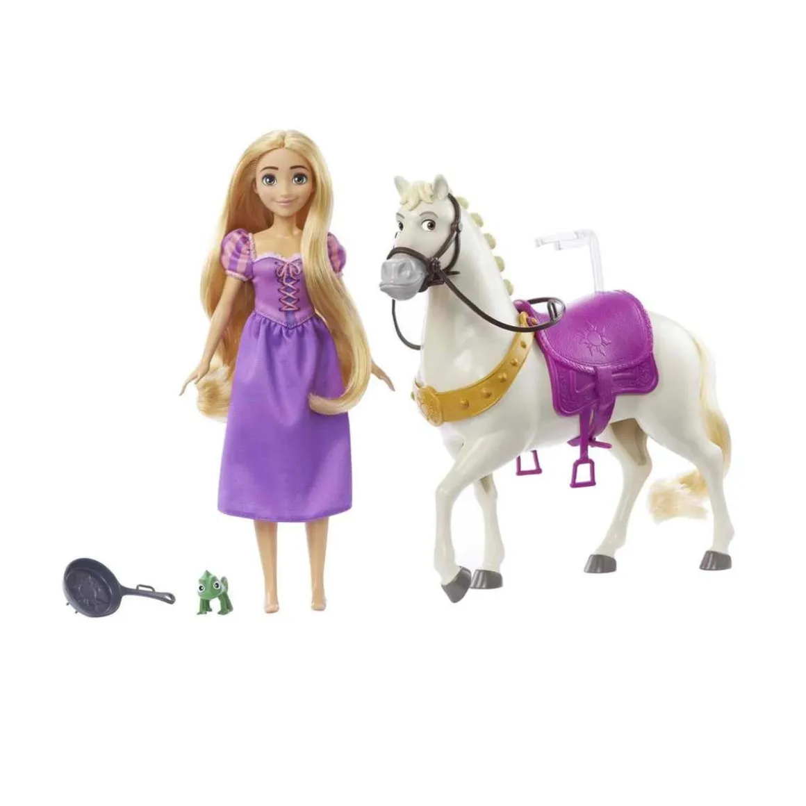 Disney - Rapunzel - Muñeca princesa y caballo de juguete, Mattel HLW23
