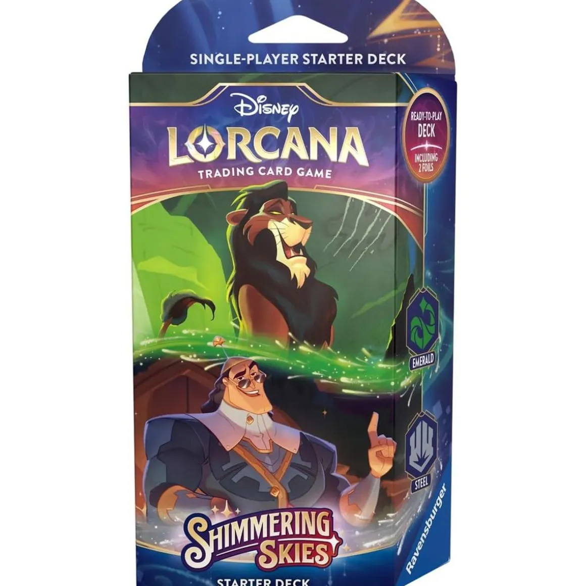 Disney Lorcana - Shimmering Skies - Mazo de inicio Esmeralda/Acero en ingles