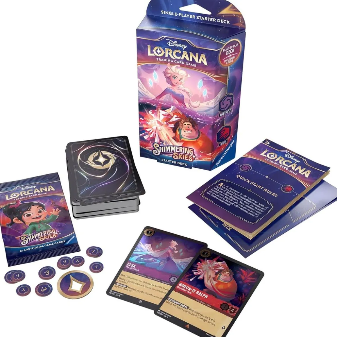 Disney Lorcana - Shimmering Skies - Mazo de inicio Amatista/Rubí en ingles