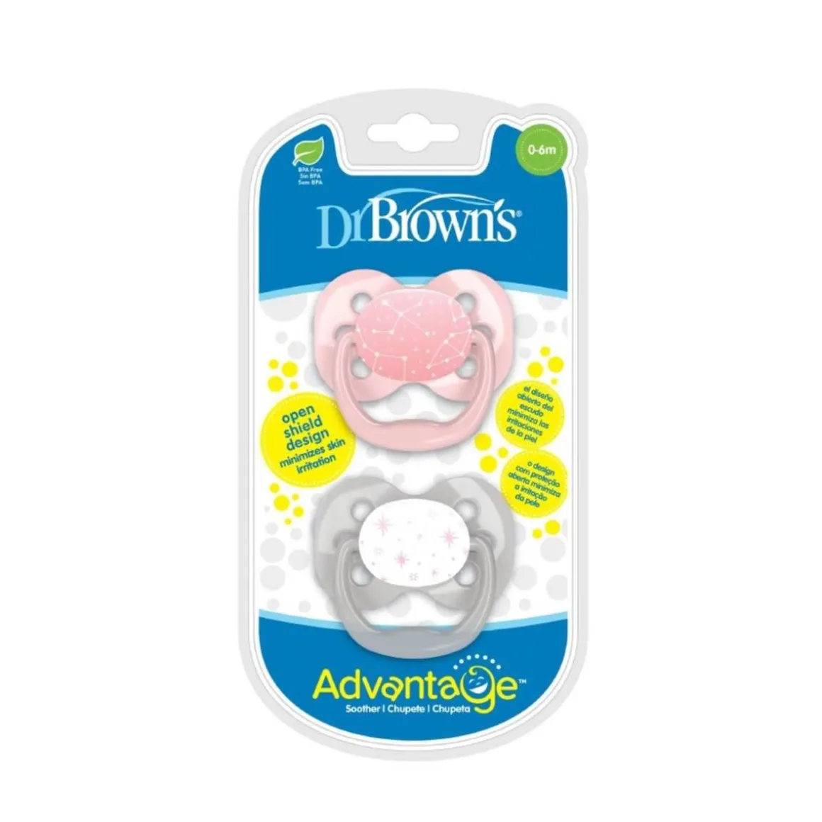 Dr. Brown's - 2 Chupetes Advantage Reversible T1 0-6M