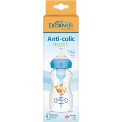 Dr. Brown's - Biberón Anticólico Options+ Boca Ancha 270 ml - Azul