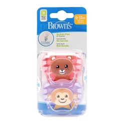 Dr Brown's - Pack 2 Chupetes Animales 6-12 meses Rosa