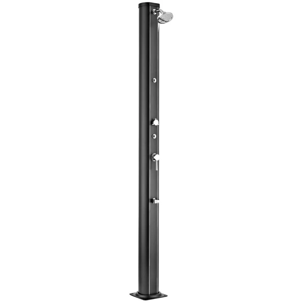 Ducha solar aluminio acabado negro con lavapiés 32L