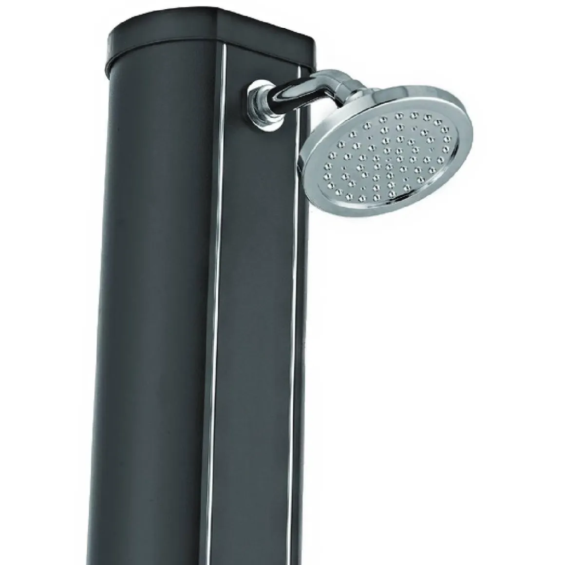 Ducha solar aluminio acabado negro con lavapiés 32L