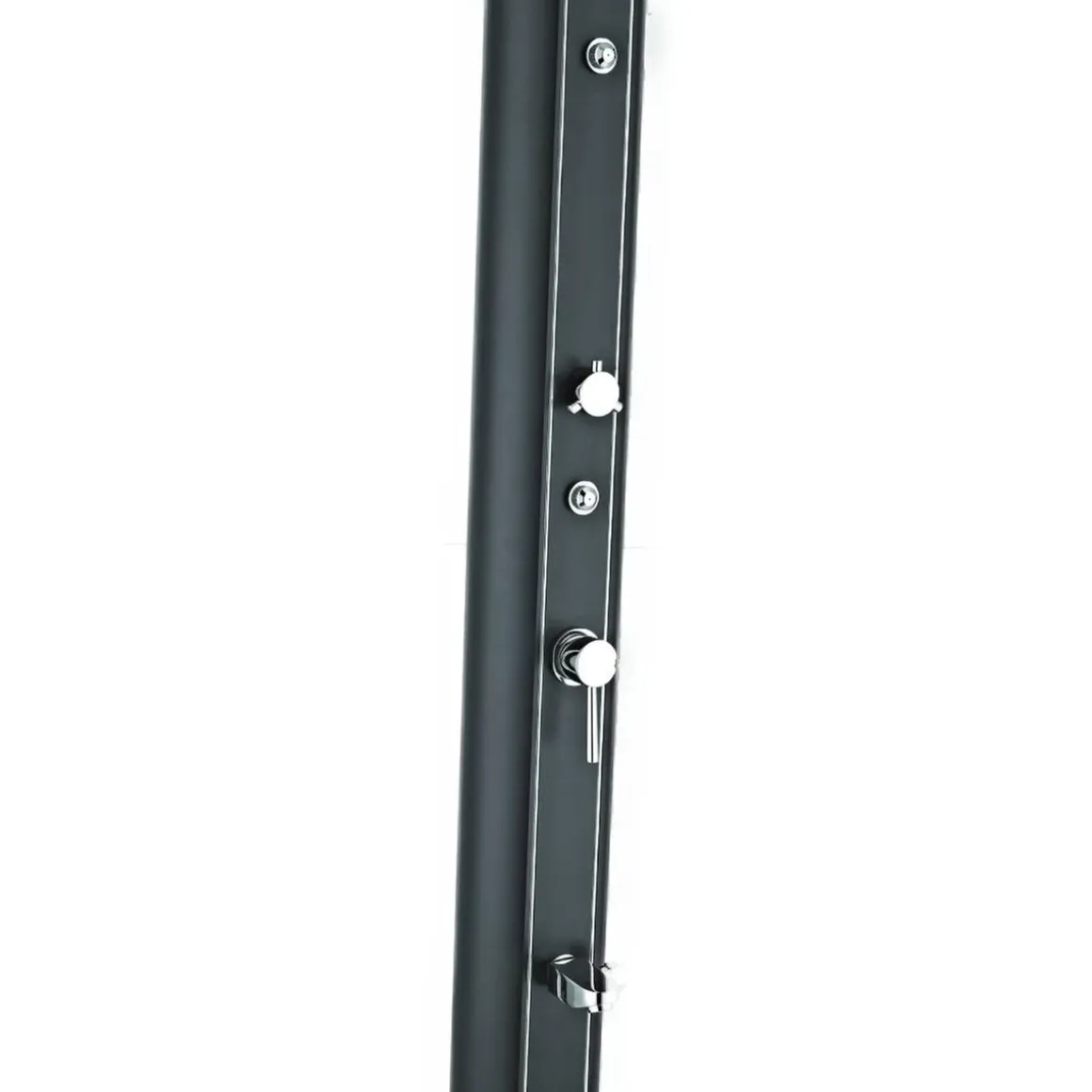 Ducha solar aluminio acabado negro con lavapiés 32L