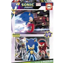 Educa Borras - Set 2 puzzles 100 piezas Sonic Prime Neon